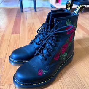 Dr. Martens 1460 Vonda Rose-Embroidered Boots (Size 8, Barely Worn)